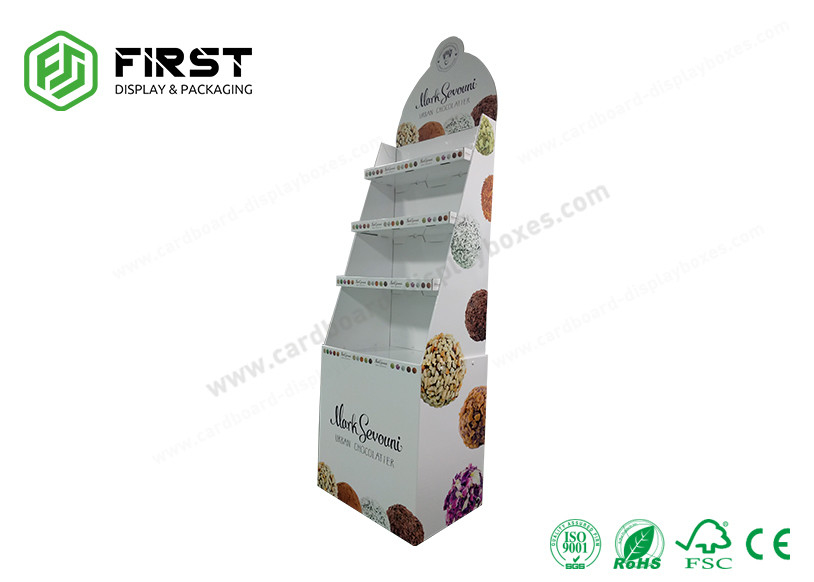 Retail Corrugated Cardboard Floor Display Stands Customized Paper Display Shelf