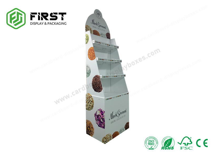 Retail Corrugated Cardboard Floor Display Stands Customized Paper Display Shelf