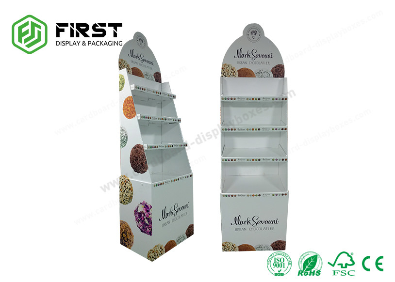 Retail Corrugated Cardboard Floor Display Stands Customized Paper Display Shelf