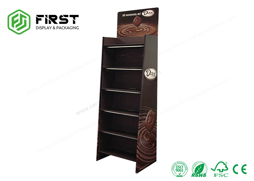CMYK Printing POS Floor Standing Cardboard Shelf Display Rack For Chocolate