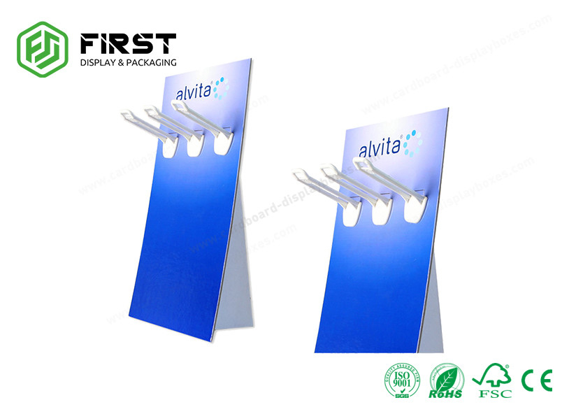 Custom CDU Recyclable Retail Cardboard Counter Stand Table Display With Pegs Hooks